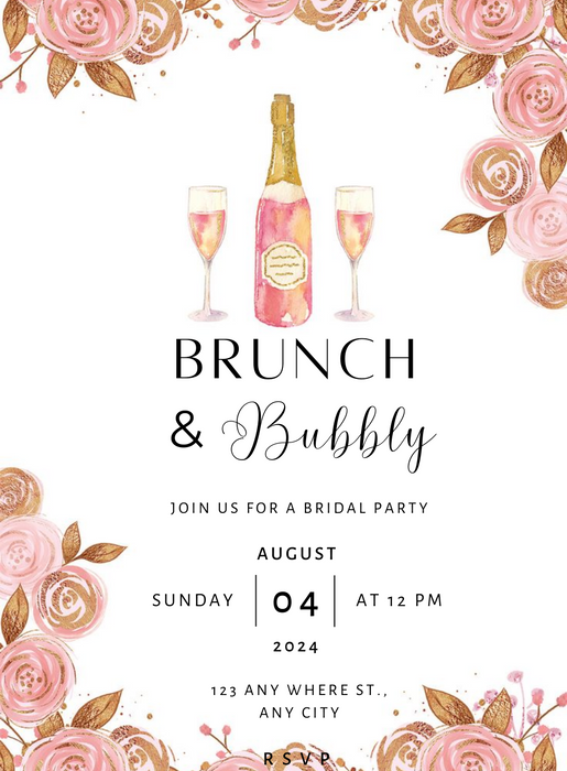 White Roses Lunch &amp; Brunch Invitation-AALUB001