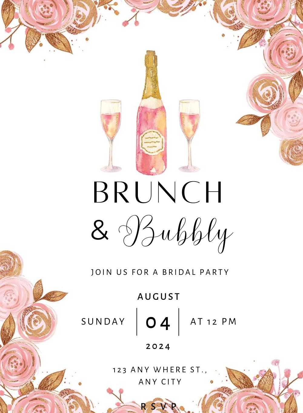 White Roses Lunch &amp; Brunch Invitation-AALUB001