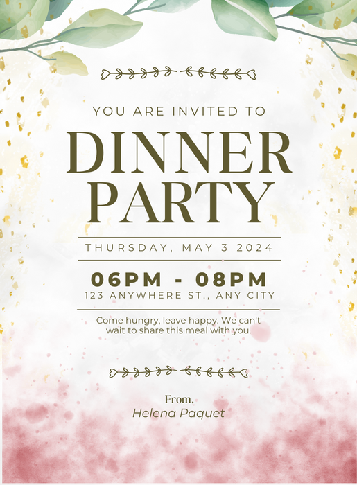 White Smoke Dinner Party Invitation-AADNI012