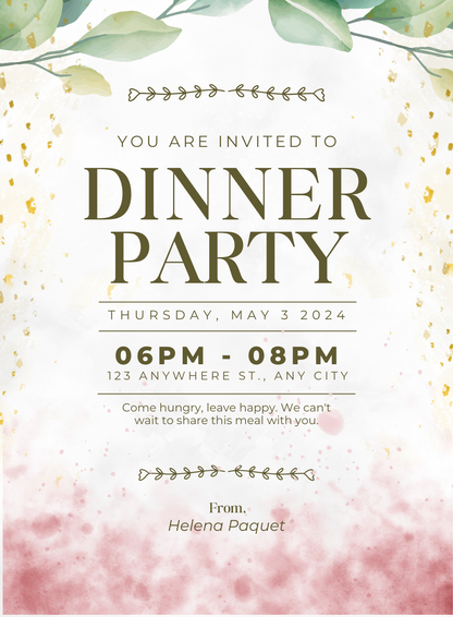 White Smoke Dinner Party Invitation-AADNI012