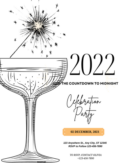Golden Balloons New Year Party Invitation-AANYI009
