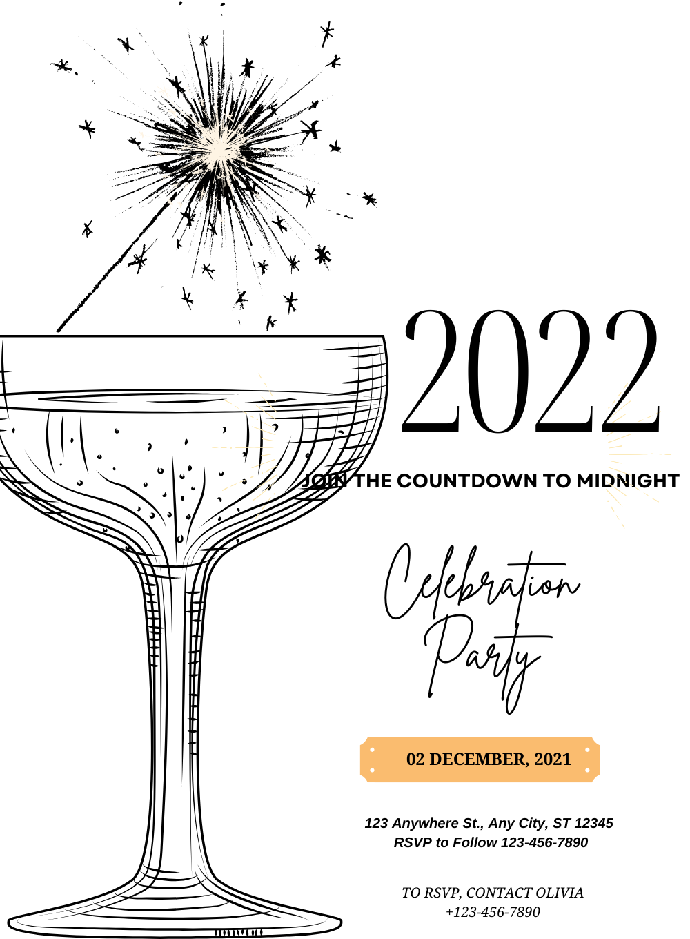 Golden Balloons New Year Party Invitation-AANYI009
