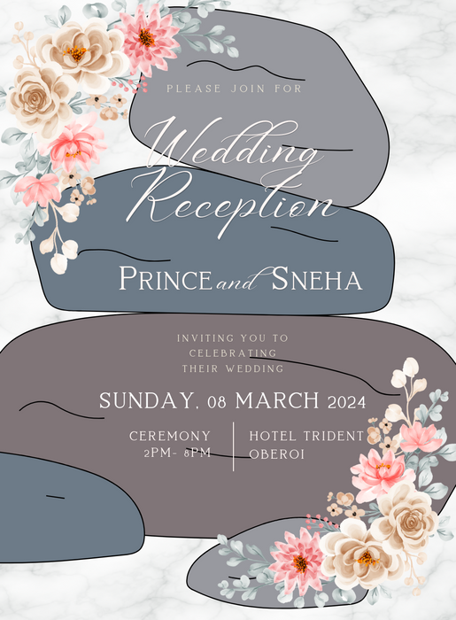 White Stone Reception Party Invitation-AARPI007
