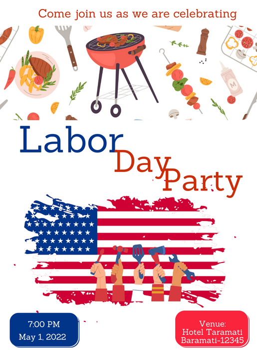 White USA labor day Invitation-AALAB005