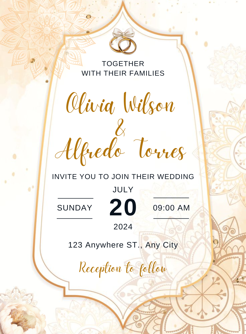White and Gold Elegance Custom Wedding Invitations-AACUW004