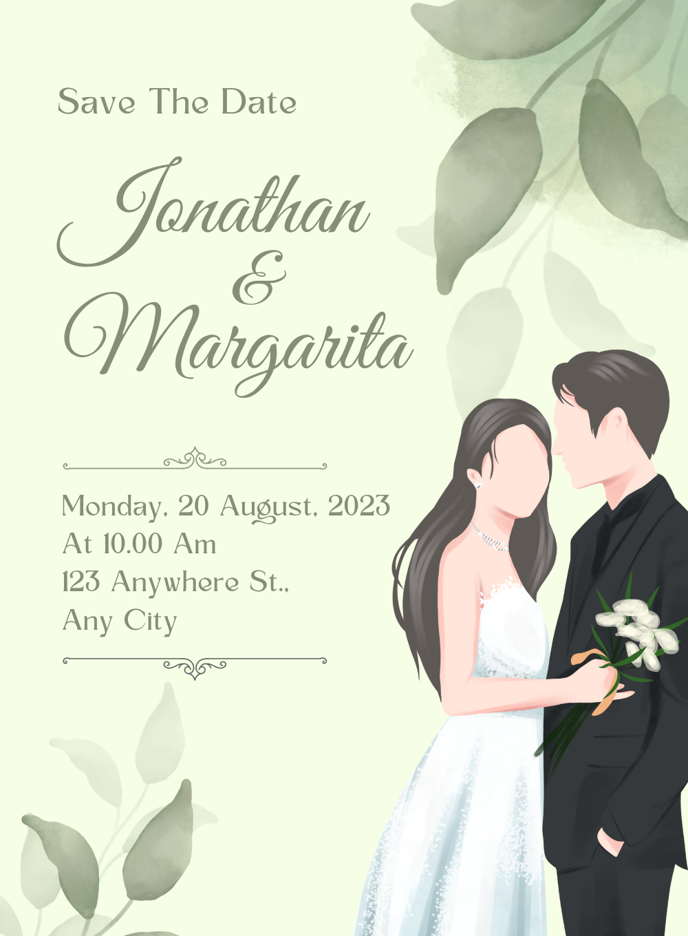 White Watercolor Christian Wedding Invitation-AACWI031