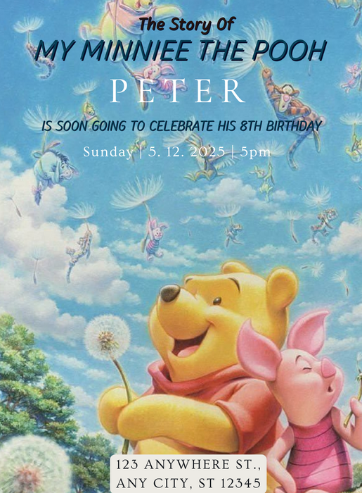 Winnie The Pooh Popular Characters Invitation-AAPOP006