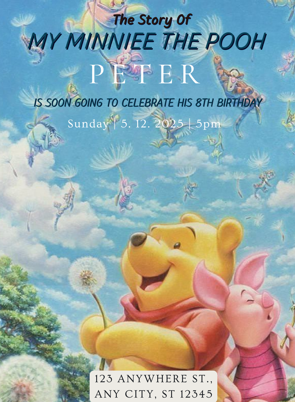 Winnie The Pooh Popular Characters Invitation-AAPOP006