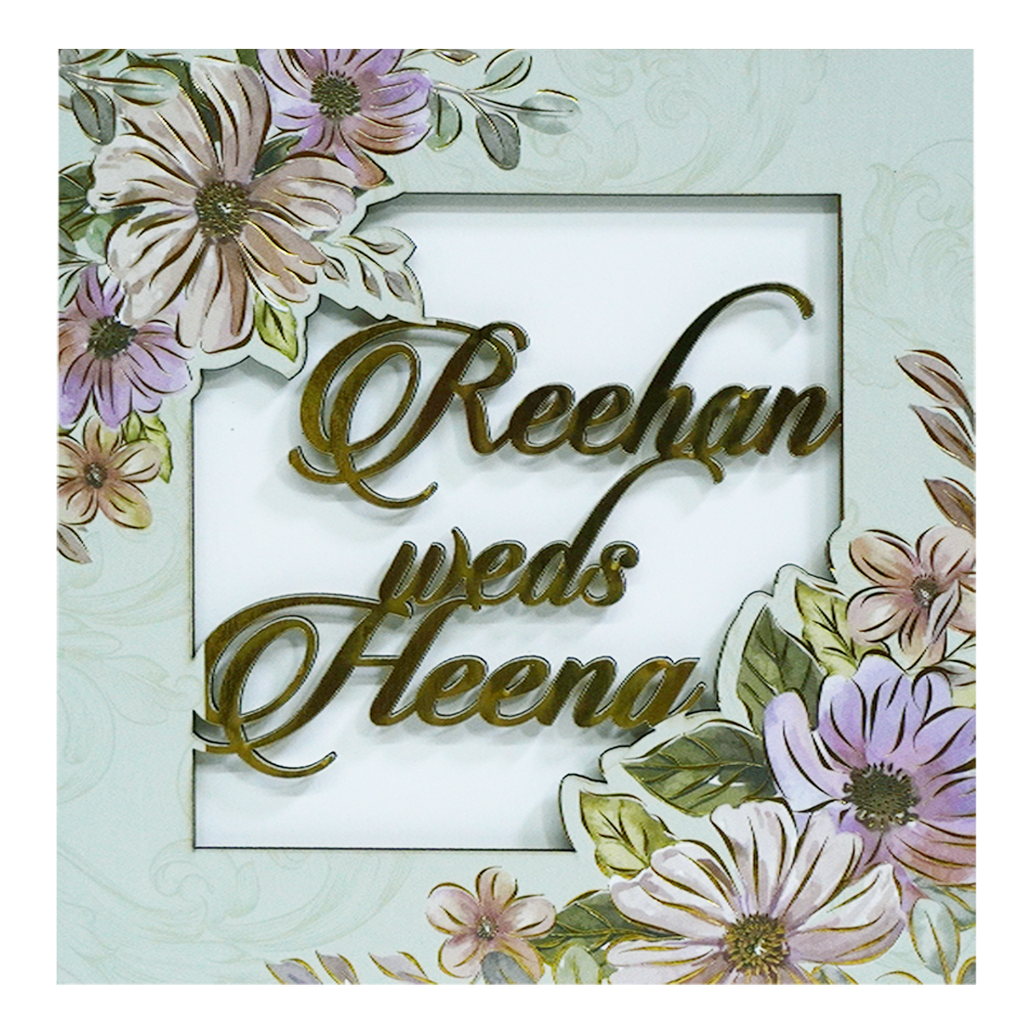 Glacial Green MDF Invitation Card-KVN07040