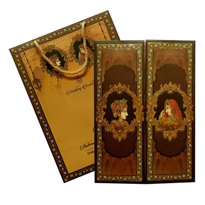 Brown Traditional Padded Wedding Invitation-King of Cards