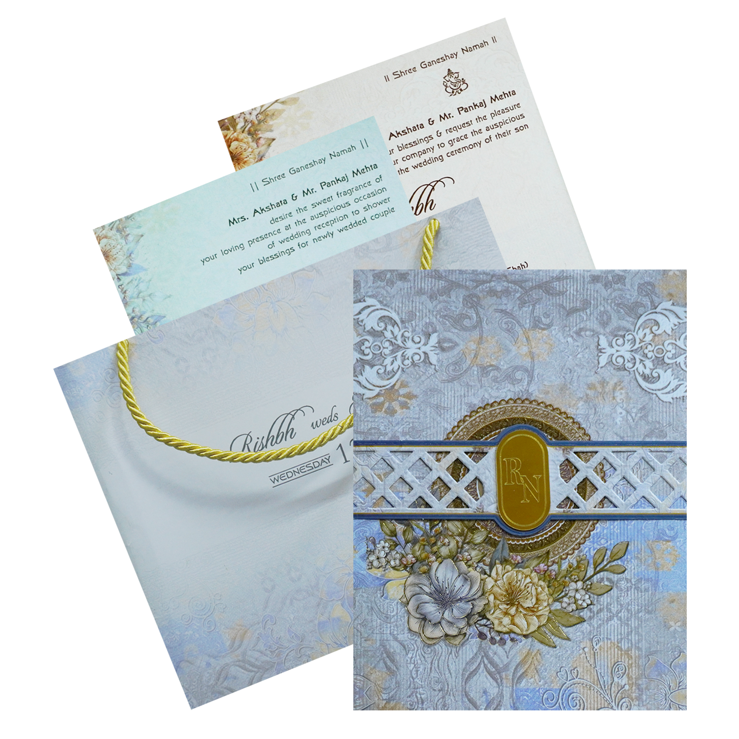 Make your event special with our exclusive Blue Grey Floral Wedding Box. Shop now! ?WhatsApp Support ?Express Delivery.