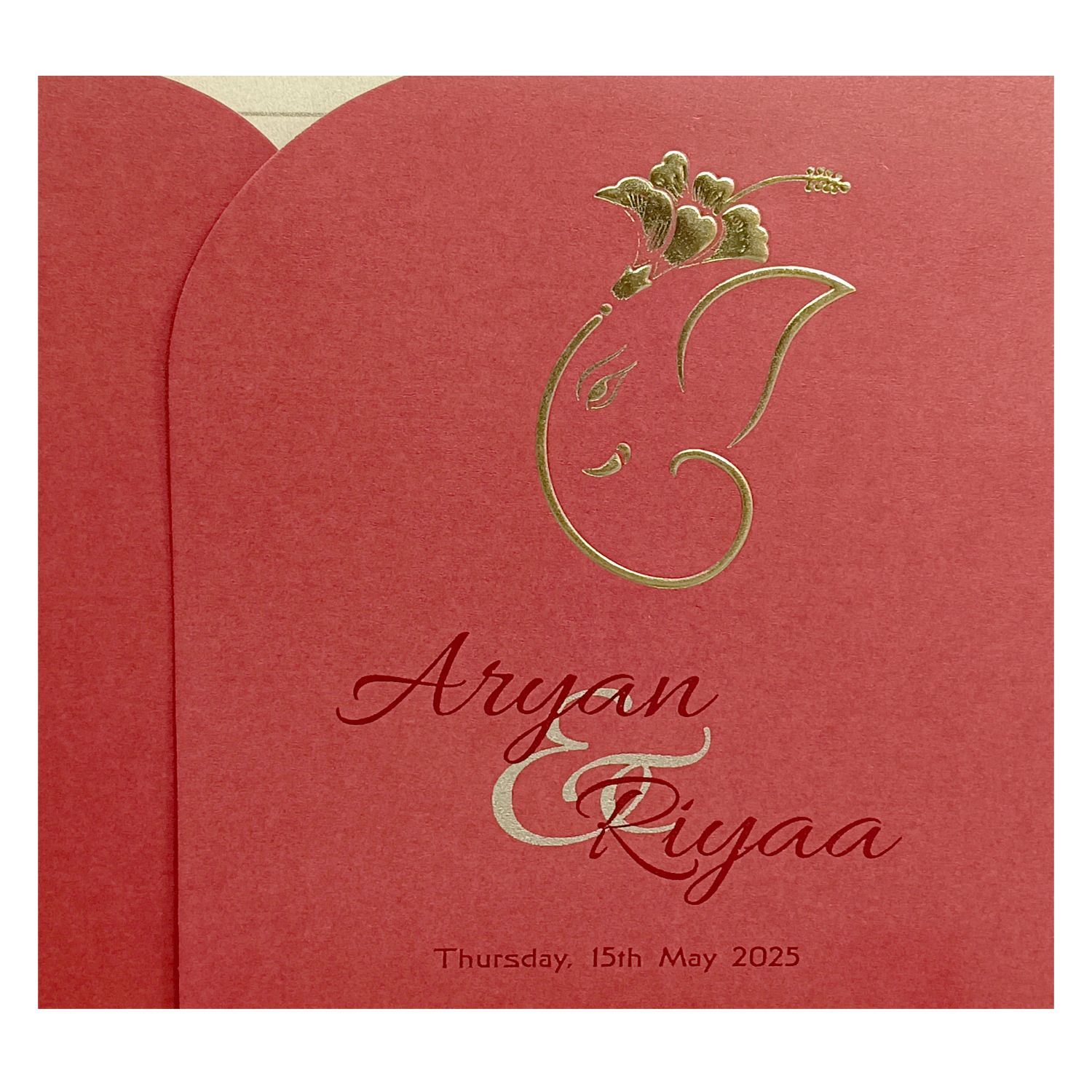Red Ganesha Wedding Card-KRC30101
