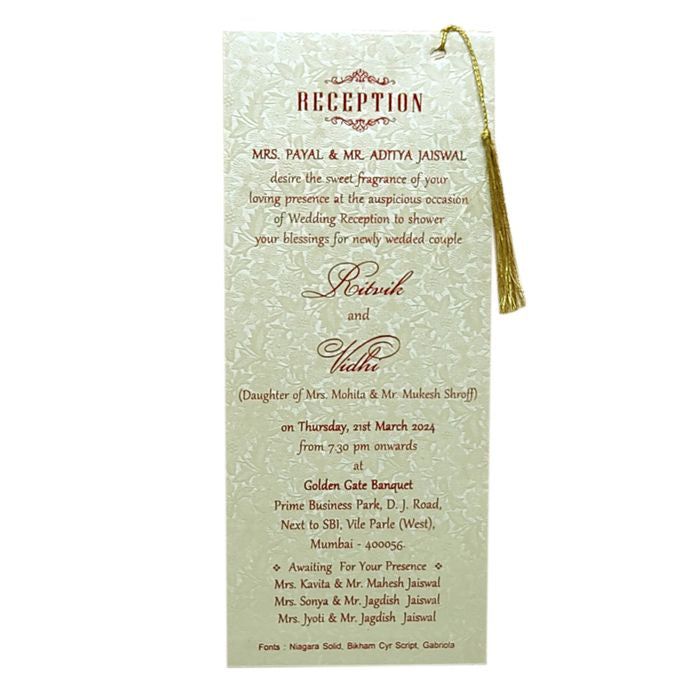 Shimmery Cream Single Sheet Invitation-King of Cards