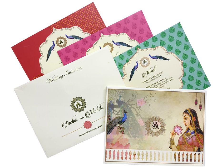 Make your event special with our exclusive White Peacock Traditional Wedding Card Order now! ?WhatsApp Support ?Express Delivery