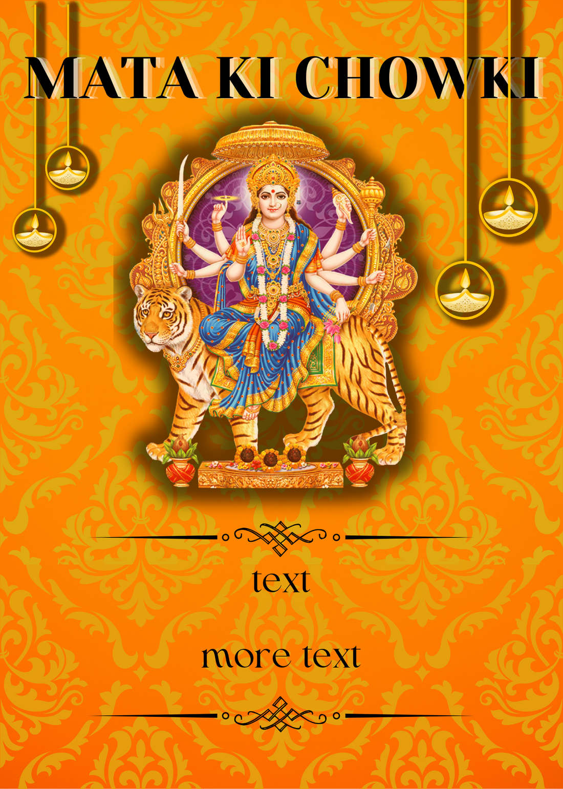 Orange Design Mata Ki Chowki Invitation-AAMKI001