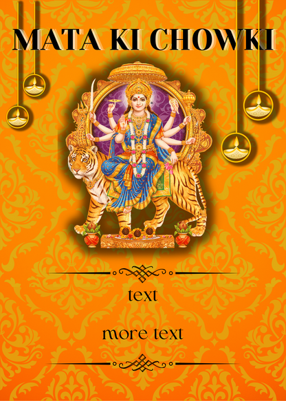 Orange Design Mata Ki Chowki Invitation-AAMKI001