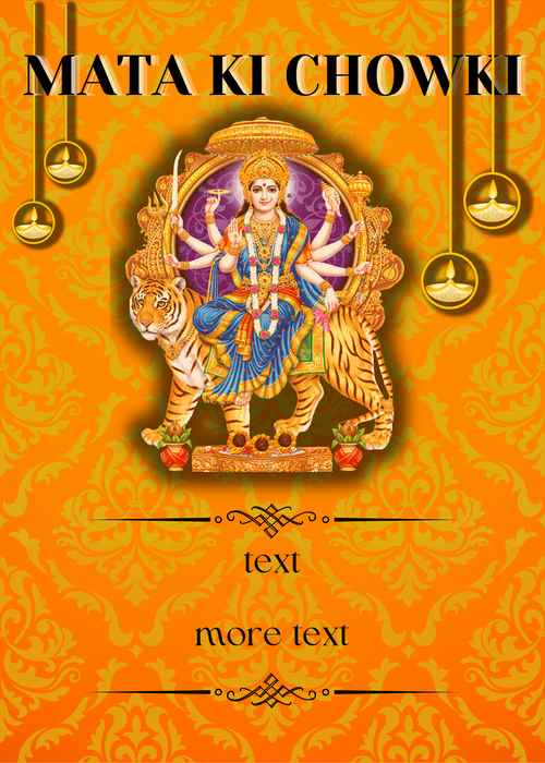 Orange Design Mata Ki Chowki Invitation-AAMKI001