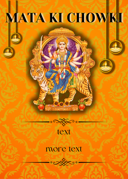 Orange Design Mata Ki Chowki Invitation-AAMKI001