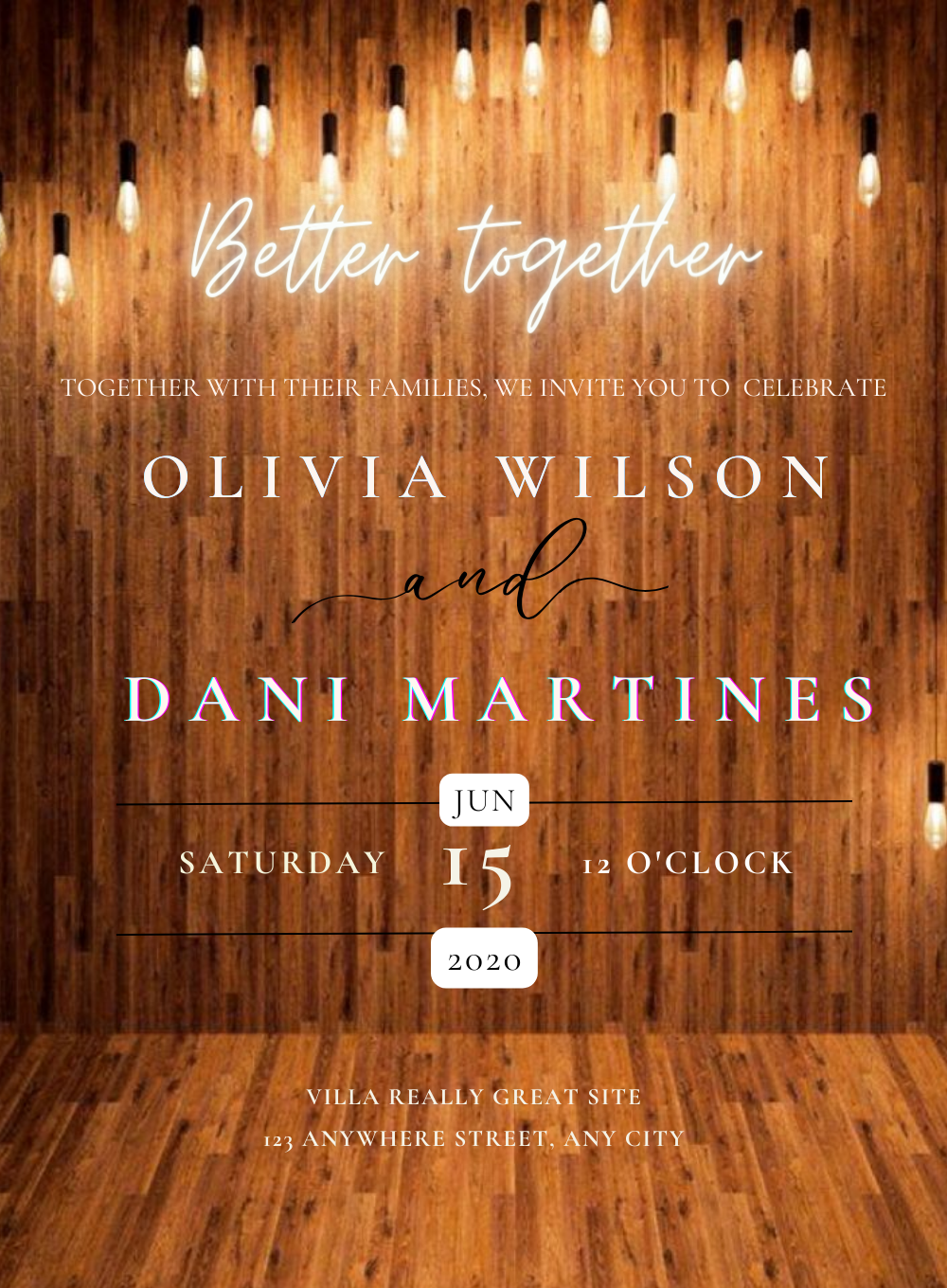 Wood Lights Reception Party Invitation-AARPI032