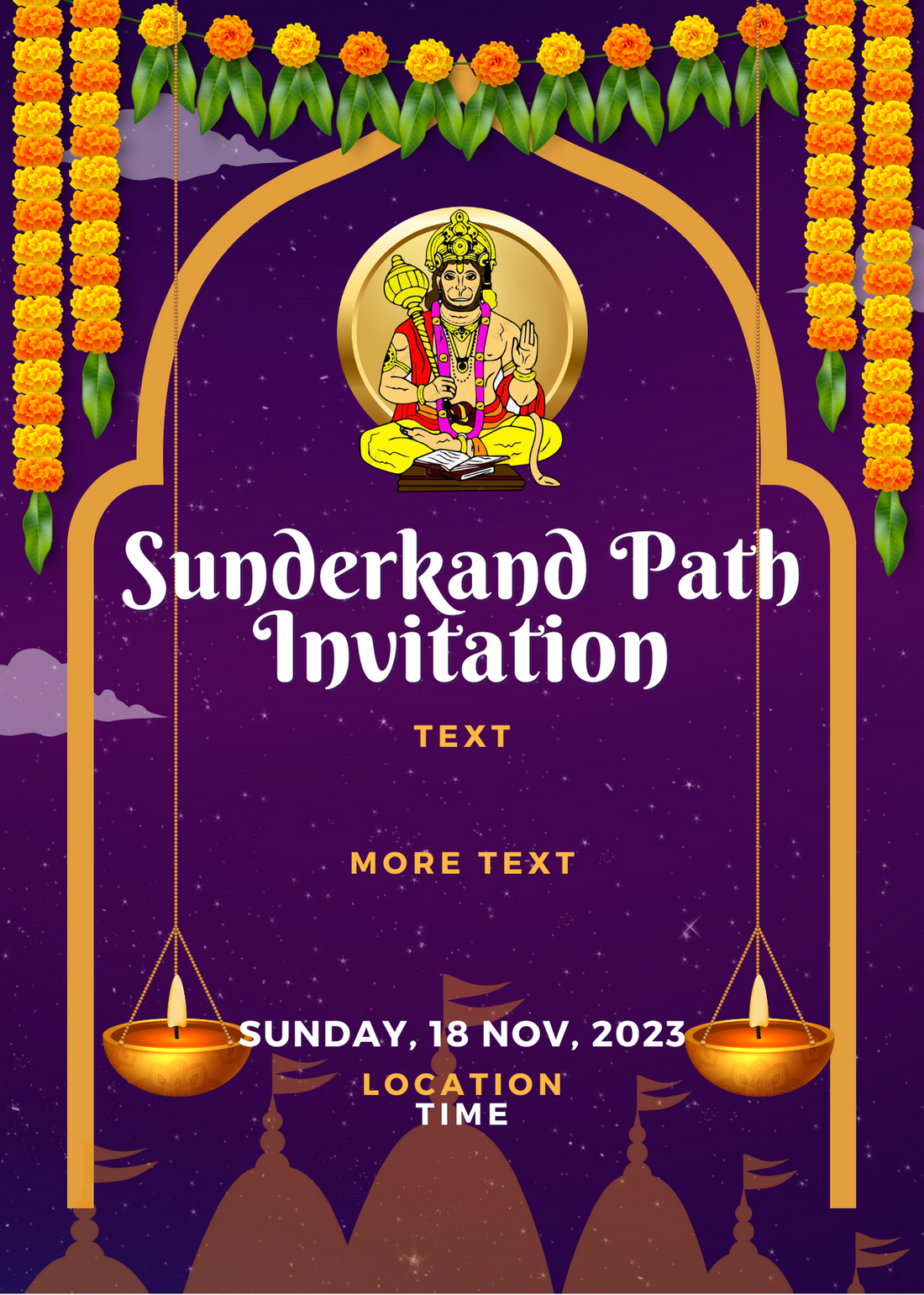 Violet Diya Floral Sunderkand Path Invitation-AASPI004