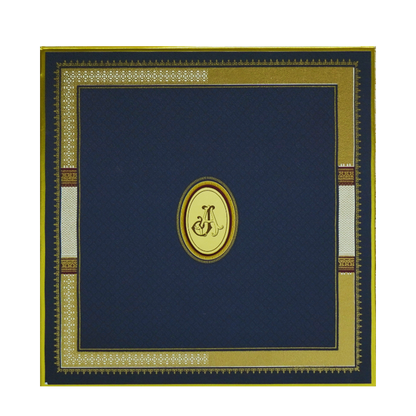 Royal Blue Border Wedding Card-KBM04660