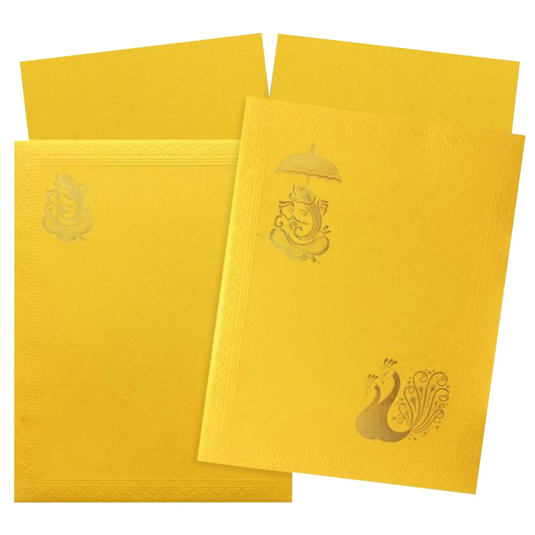 Sparkling Gold Color Ganesha Wedding Card-KNK50060
