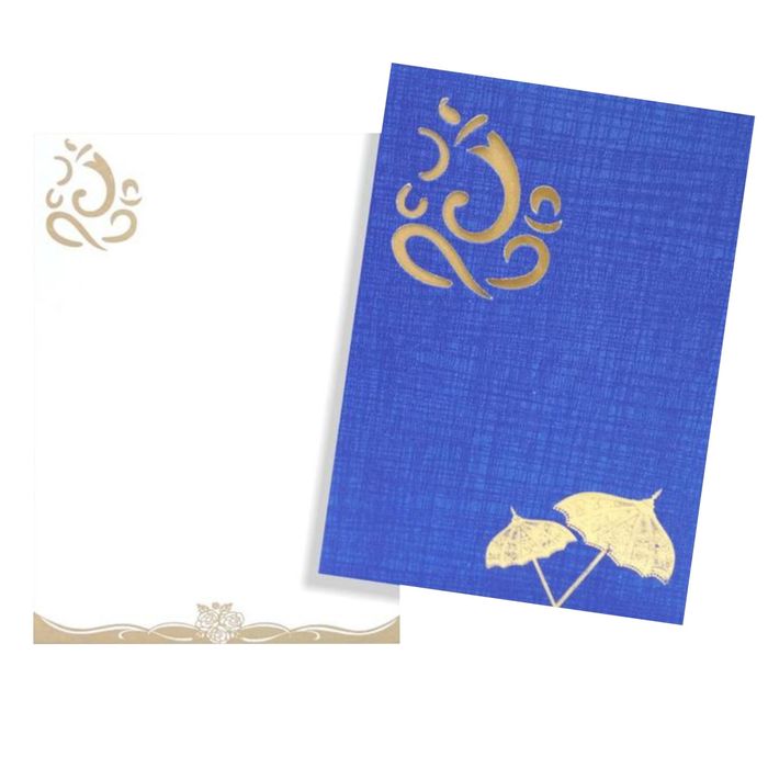 Elegant Blue Shading With Cut Ganesha Wedding Card-King of Cards