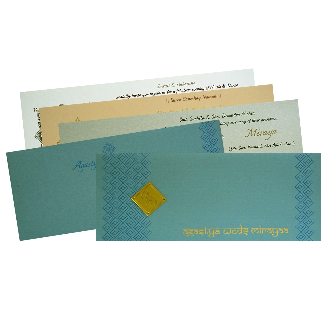 Make your event special with our exclusive Azure Blue Design Wedding Card. Shop now! ?WhatsApp Support ?Express Delivery.