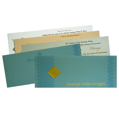 Azure Blue Design Wedding Card-KRC30091