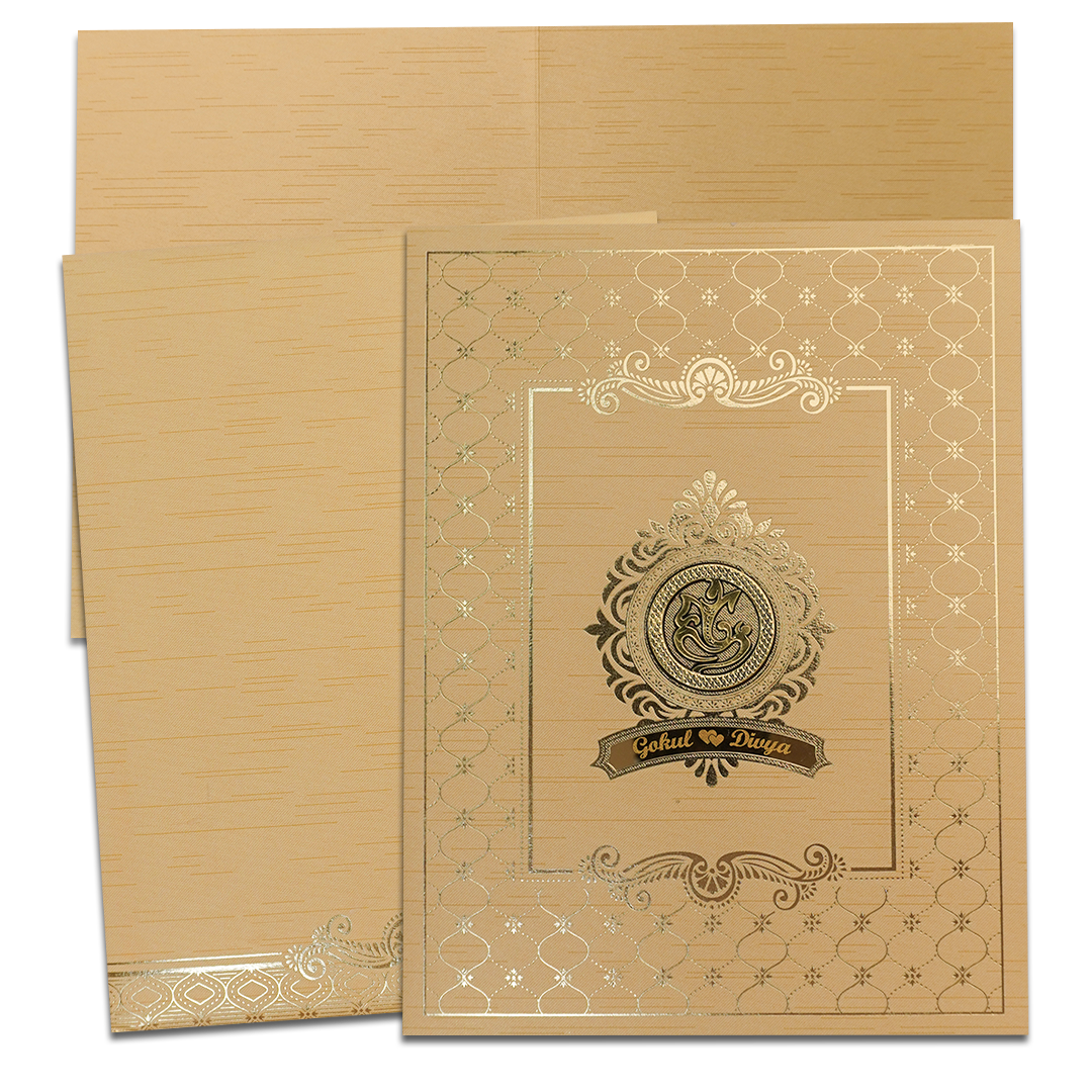 Check out Gold Foil Ganesha Floral Wedding Card at best price.  ?WhatsApp Support ?Express Delivery.|King of cards.

