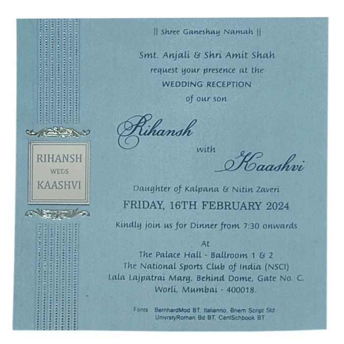 Blue Single Sheet Invitation Card-King of Cards
