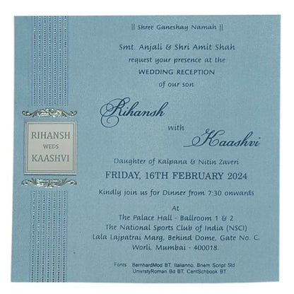Blue Single Sheet Invitation Card-King of Cards
