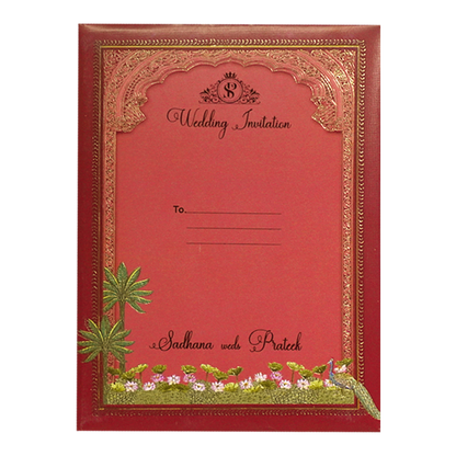 Red MDF Padded Invitation-KSI12390