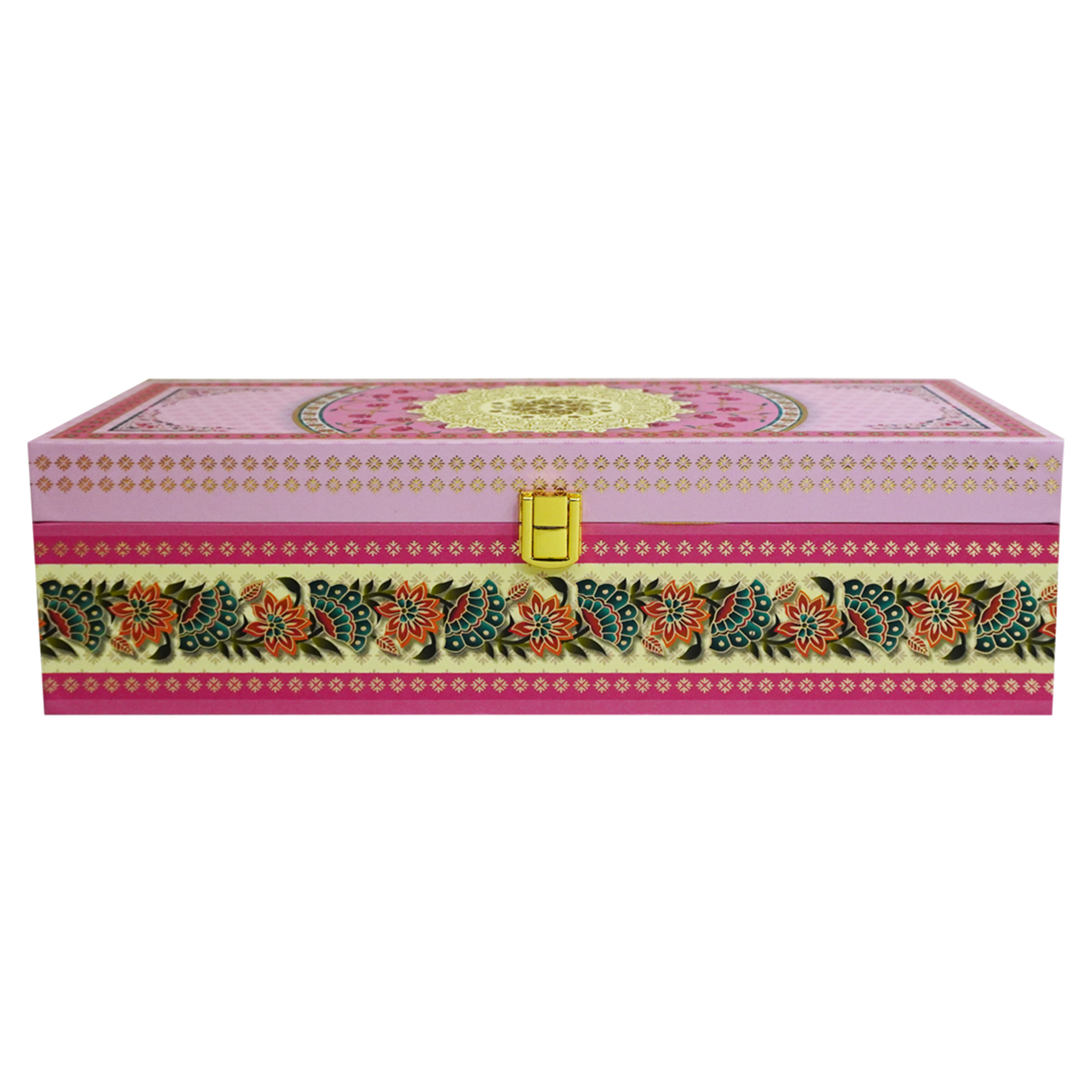 Pink Floral Pattern Wedding Box Invitation-KBX1201