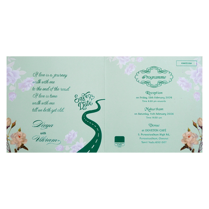 Green Pink Floral Invitation Card-King of Cards