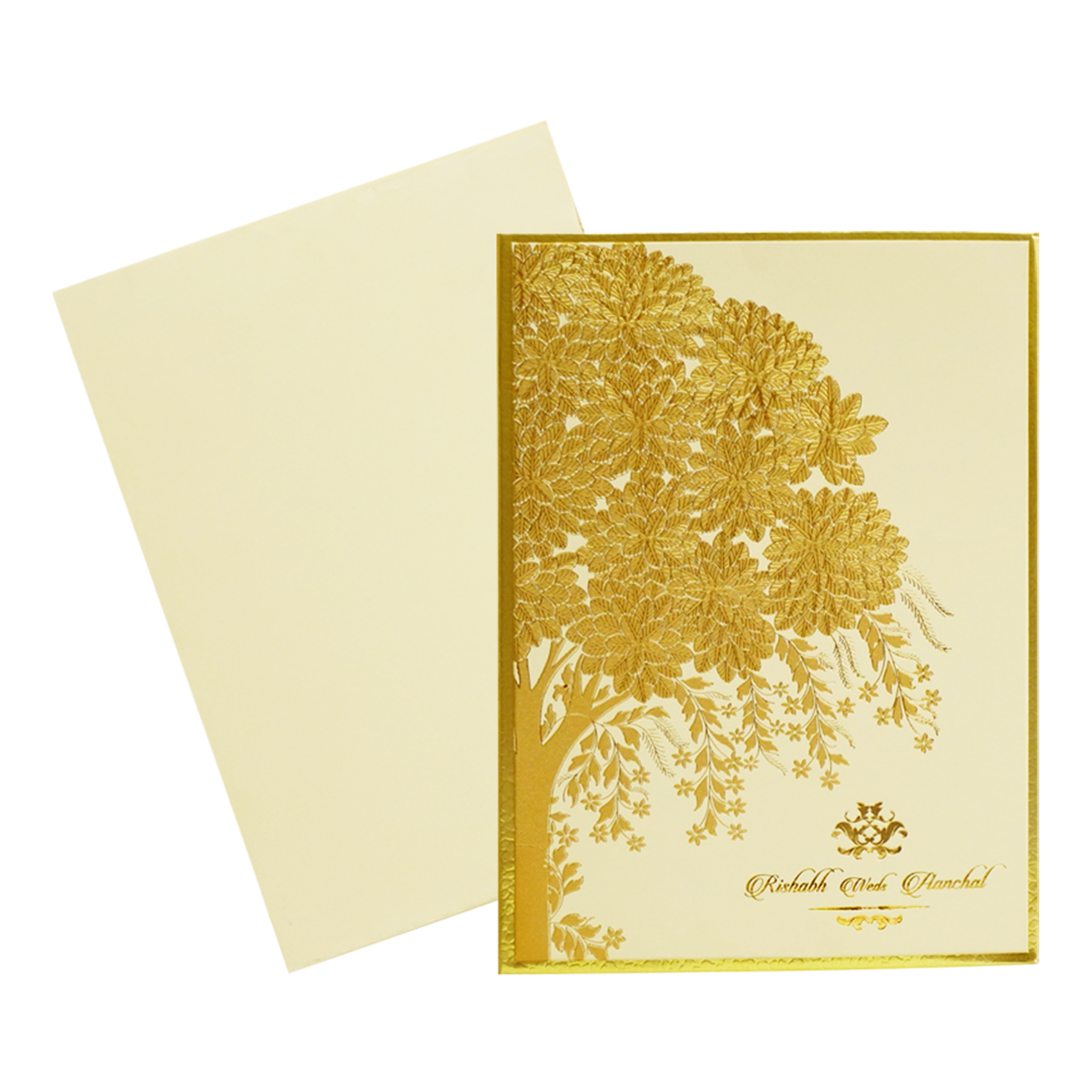 Cream Yellow Wedding Invitation Card-KAC06020