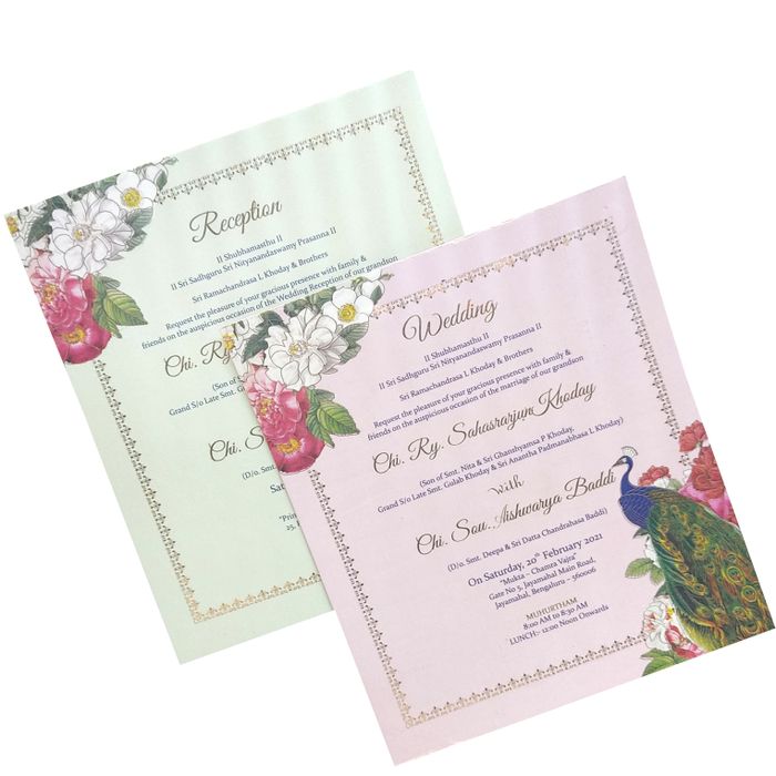 Blue Ultra Premium Floral Peacock Design With Sweet Bowls-KNKUP041-King of Cards