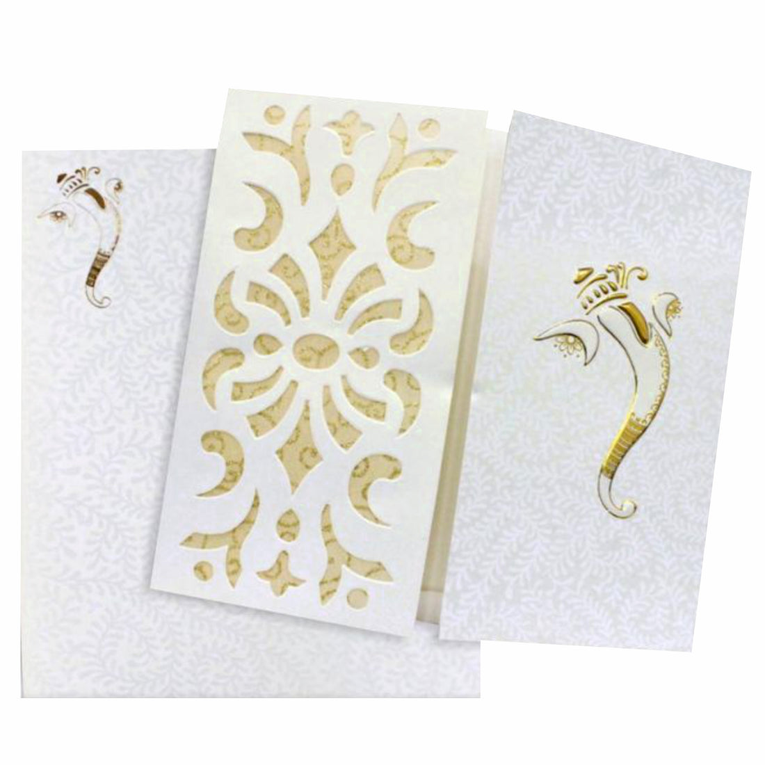 Gorgeous White Flower Laser Cut Ganesha Card - KNK30620