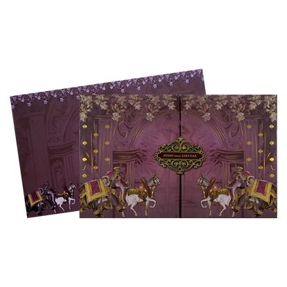 Mauve Purple Royal Wedding Card-KVN07270