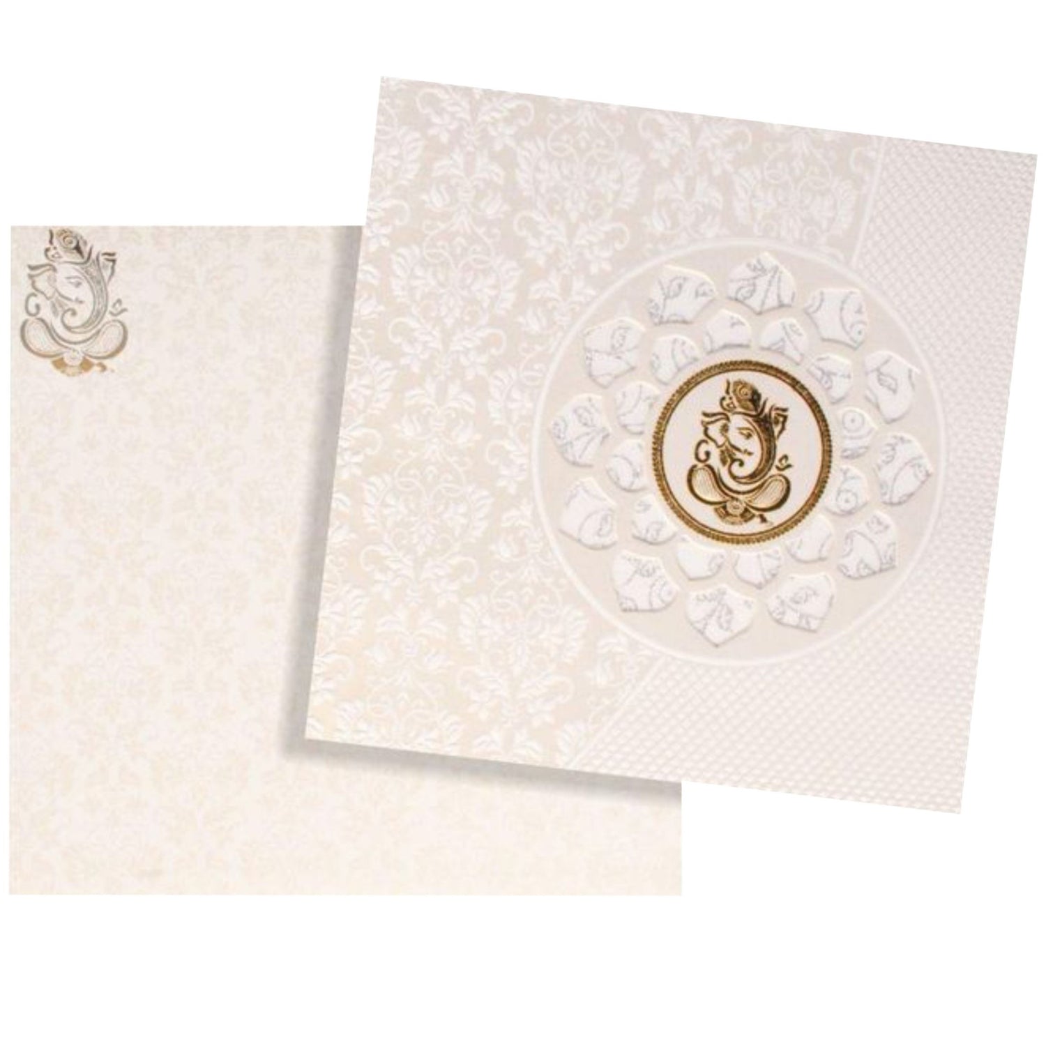 White Premium Screen Wedding Card With Ganesha-KNK924WG