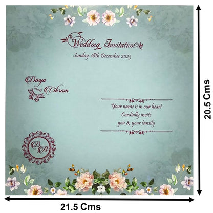 Blue Floral Offset Invitation Card-KNCY4602B