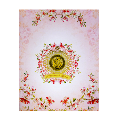 Pink Floral Design Nameplate Wedding Invitation - KNKJ1103