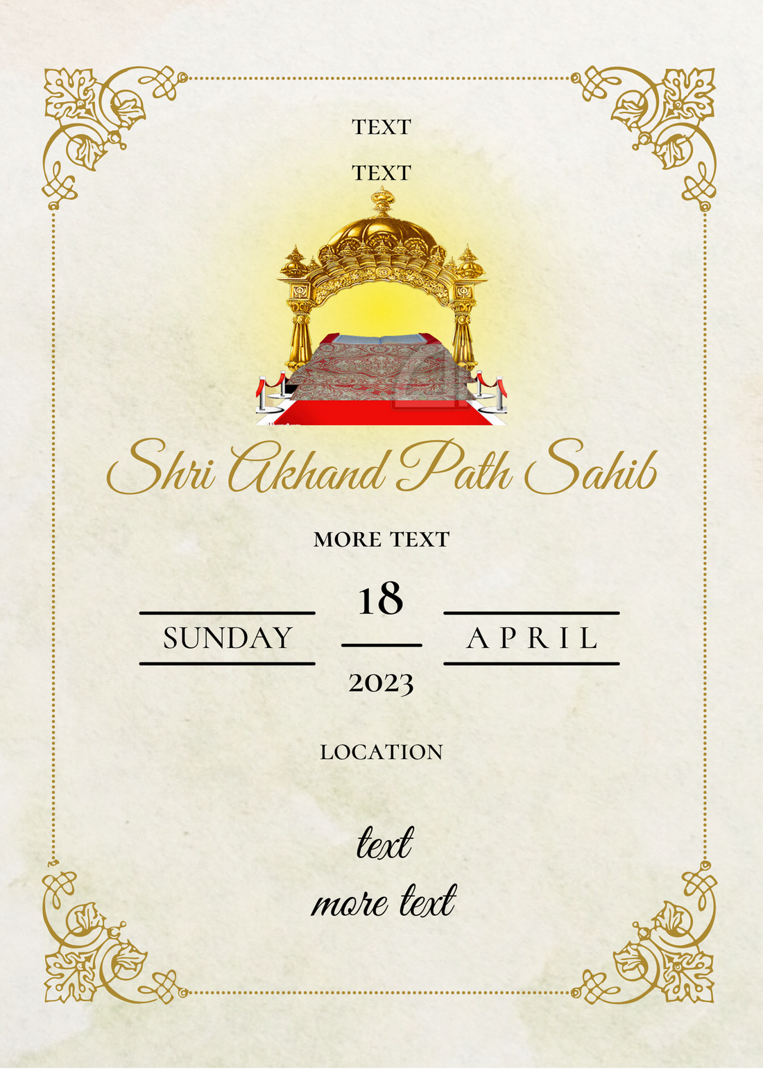 Yellow Sikh Khanda Akhand Path Invitation-King of Cards