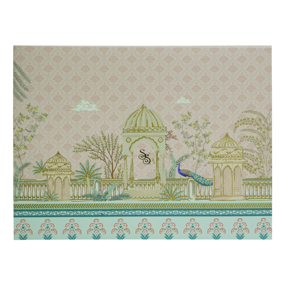 Peach Flower Padded Wedding Card Design-KBM04730