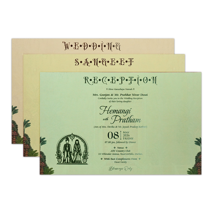 Green Royal Couple Padded Wedding Card-KSH72240