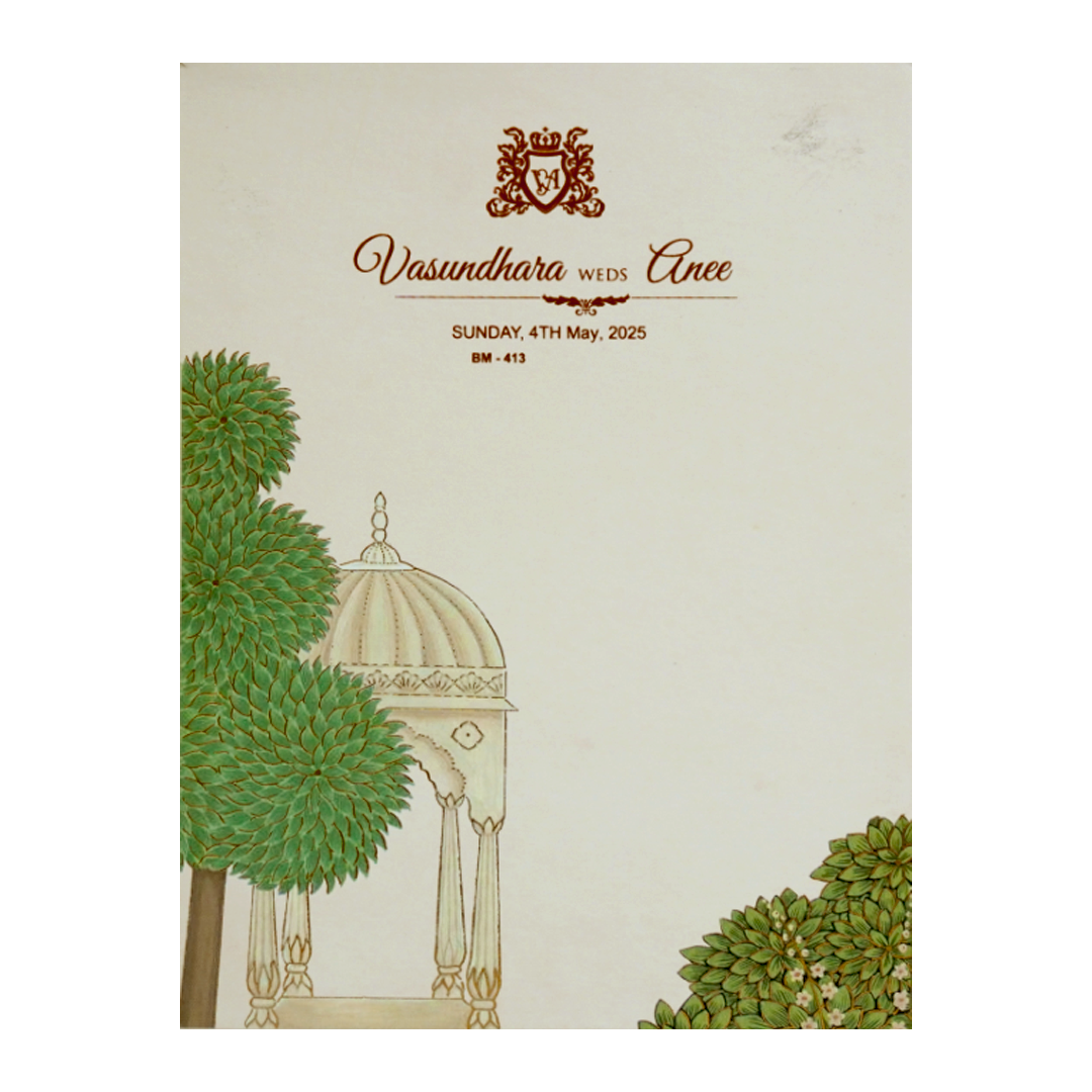 Cream Arch Floral Wedding Card-KBM04131