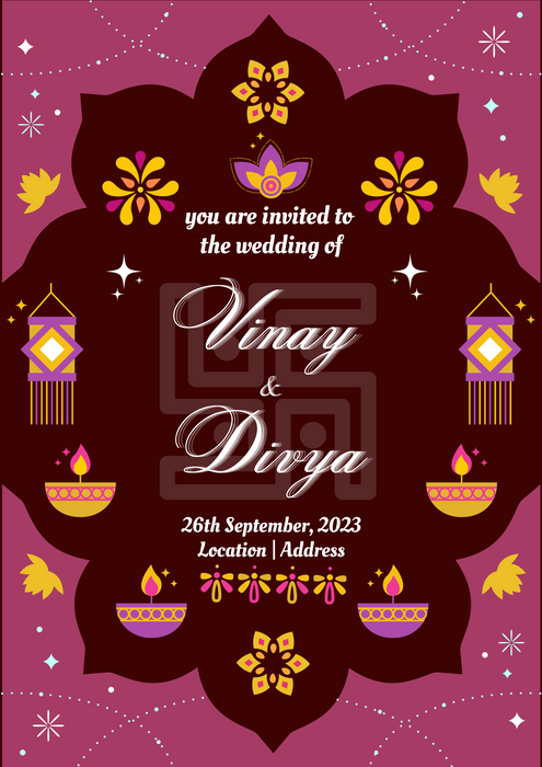 Maroon Swastik Jain Wedding Invitation-AAJWI002