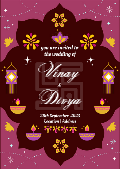 Maroon Swastik Jain Wedding Invitation-AAJWI002