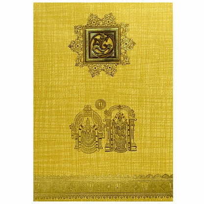 Brown Gold Metallic Invite With Balaji And Padmavathi Print-KNCM22NB-King of Cards