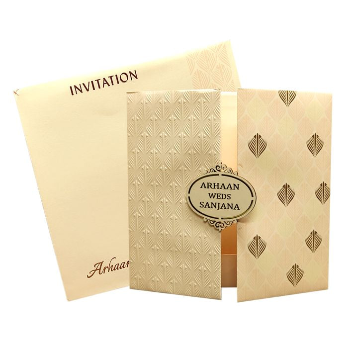 Peach Embossed Padded Invitation Card-King of Cards